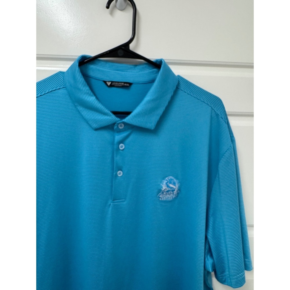 Mens Evans Prairie Golf Polo Shirt Turquoise Striped 2XL Short Slv The Villages